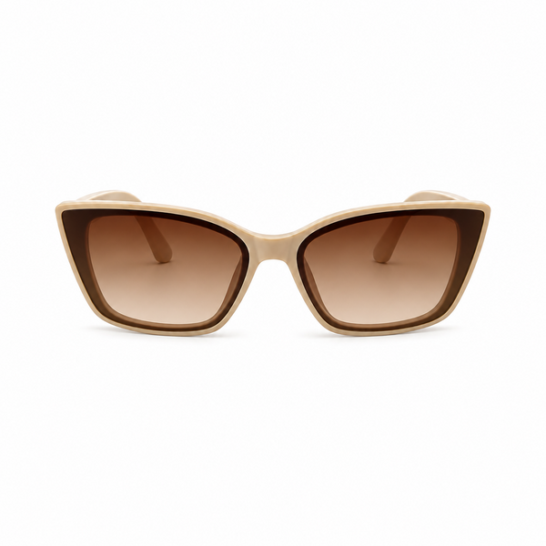 Beige Cat-Eye Sunglasses with Brown Gradient Lenses