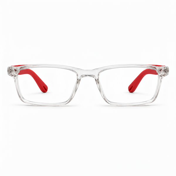 Kids Clear & Red Rectangular Eyeglasses Frame – RH - 1001