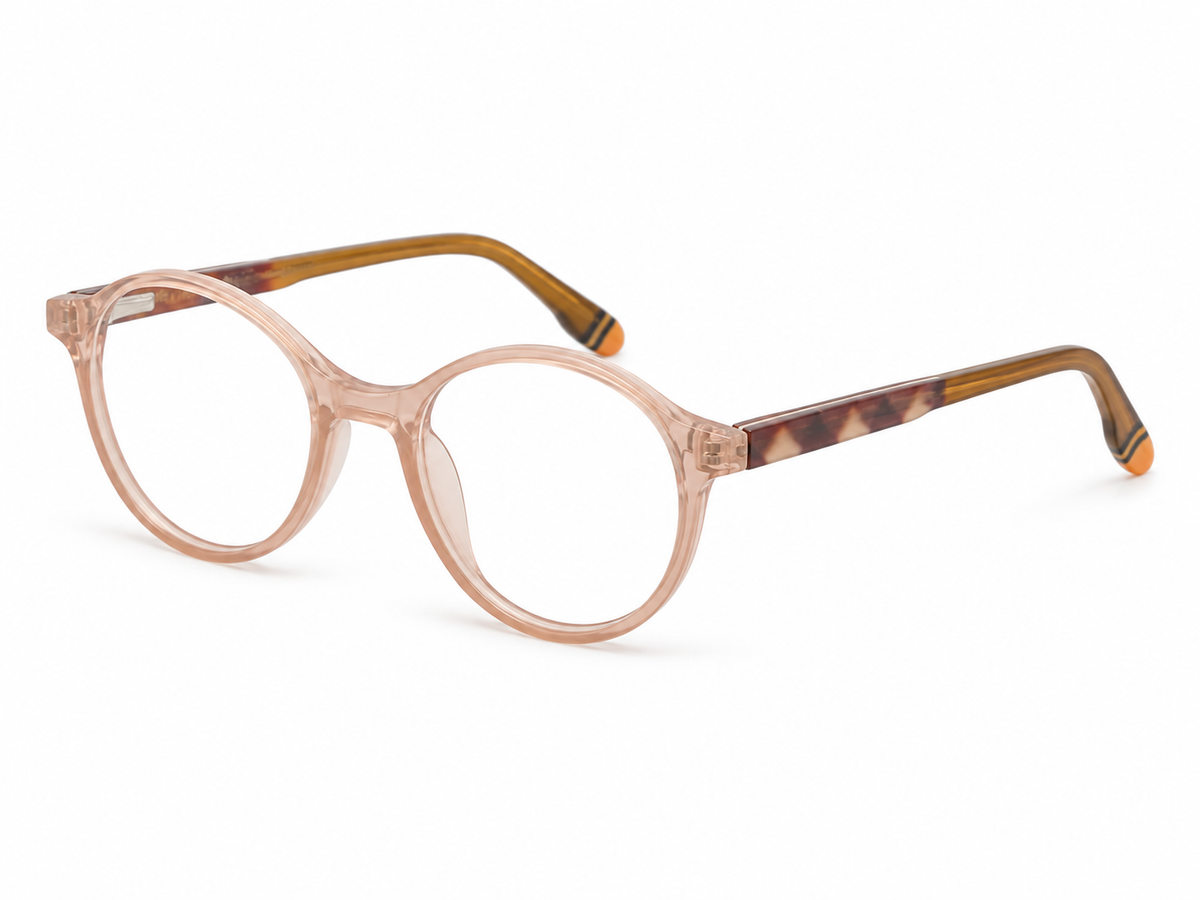 RH-6789 Transparent Pink Round Eyeglasses Frame