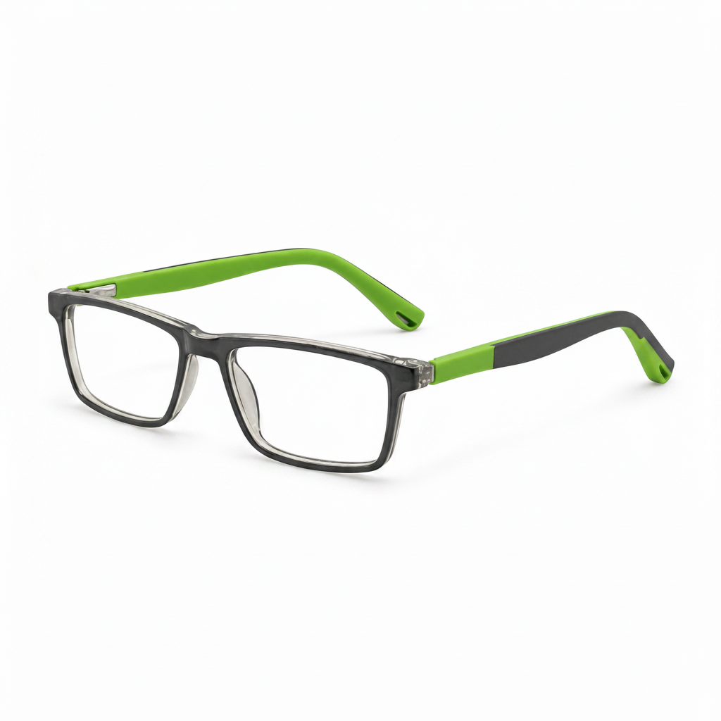 RH-9098 Black & Green Rectangular Eyeglasses Frame