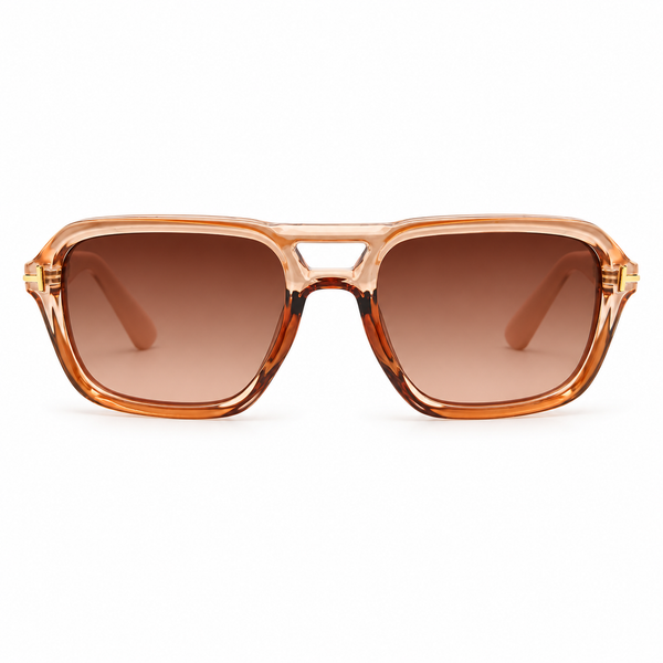 Amber Brown Aviator Sunglasses with Gradient Lenses