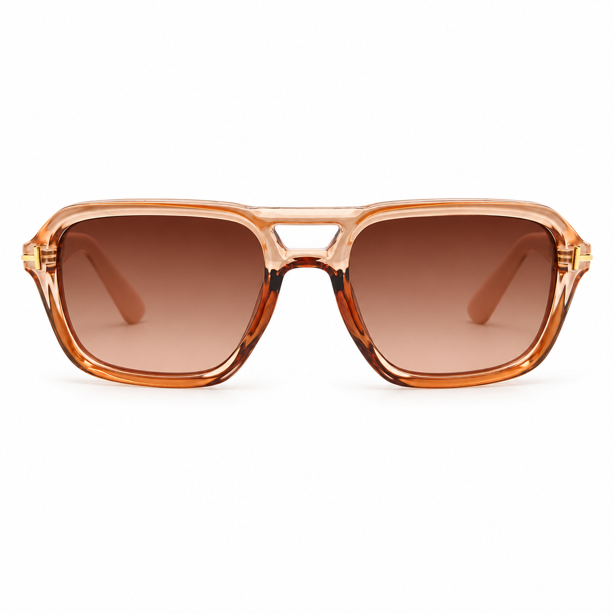 Amber Brown Aviator Sunglasses with Gradient Lenses