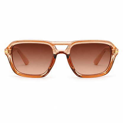 Amber Brown Aviator Sunglasses with Gradient Lenses