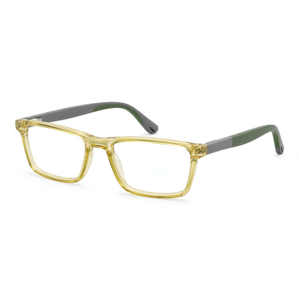 RH-9099 Transparent Yellow & Grey Rectangular Eyeglasses Frame