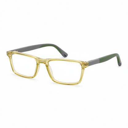 RH-9099 Transparent Yellow & Grey Rectangular Eyeglasses Frame