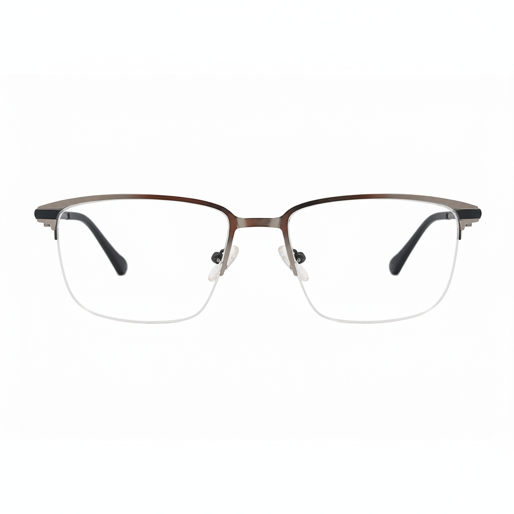 Men’s Black Rectangular Metal Eyeglasses Frame RH – 2536