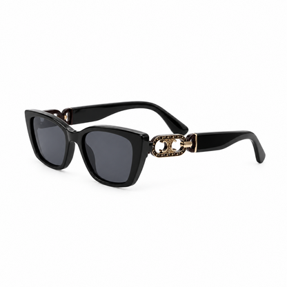 Black Cat-Eye Sunglasses with Dark Lenses