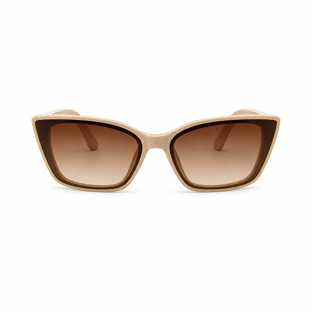 Beige Cat-Eye Sunglasses with Brown Gradient Lenses