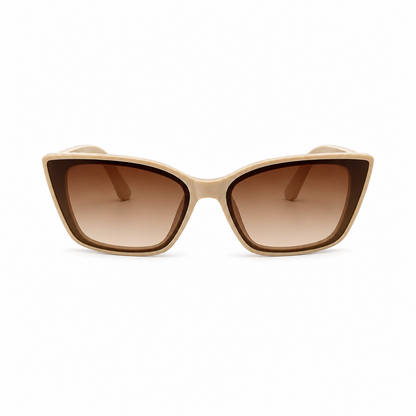 Beige Cat-Eye Sunglasses with Brown Gradient Lenses