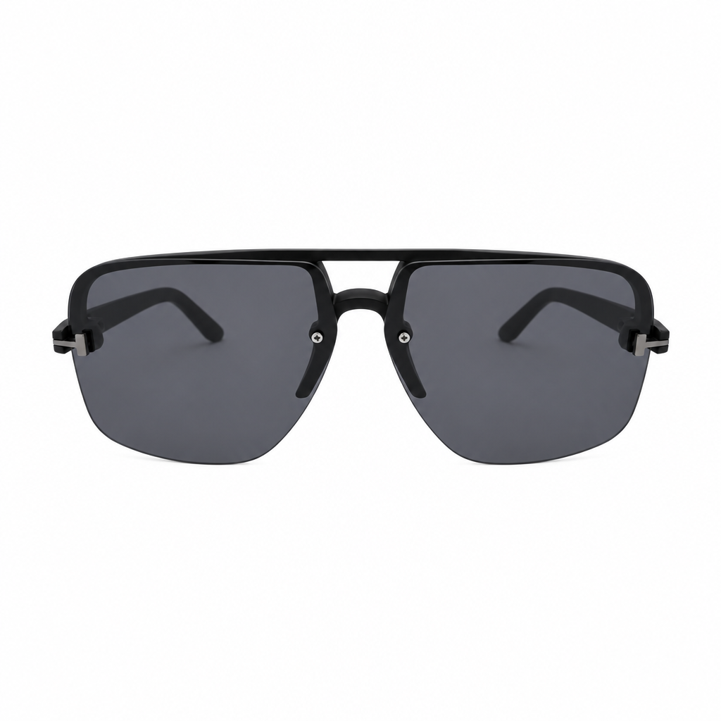 ROH Black Aviator Sunglasses with Dark Smoke Lenses
