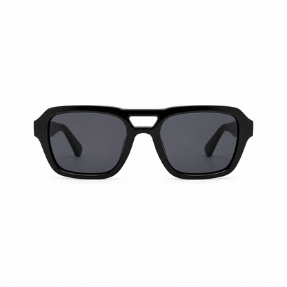 Black Rectangular Sunglasses with Dark Lenses