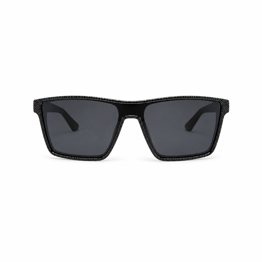 Luxury Black Oversized Square Sunglasses with Crystal Detail