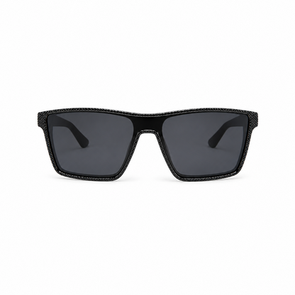 Luxury Black Oversized Square Sunglasses with Crystal Detail
