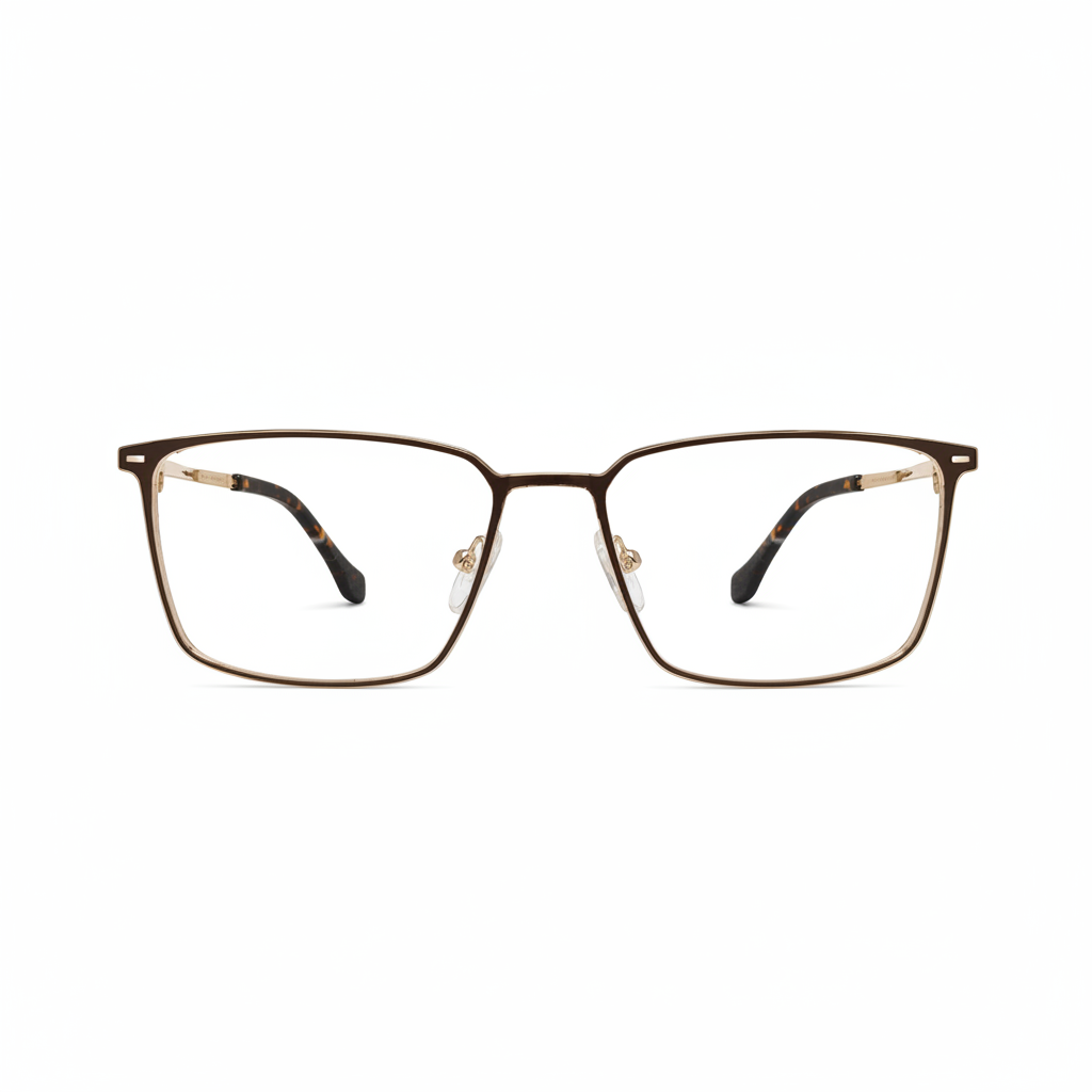 Men’s Black Rectangular Metal Eyeglasses Frame RH – 2536