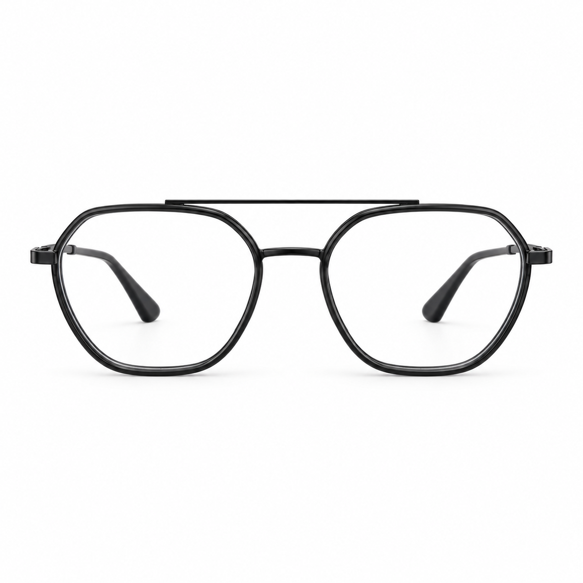 RH-0103 Black Geometric Aviator Eyeglasses Frame