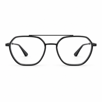 RH-0103 Black Geometric Aviator Eyeglasses Frame