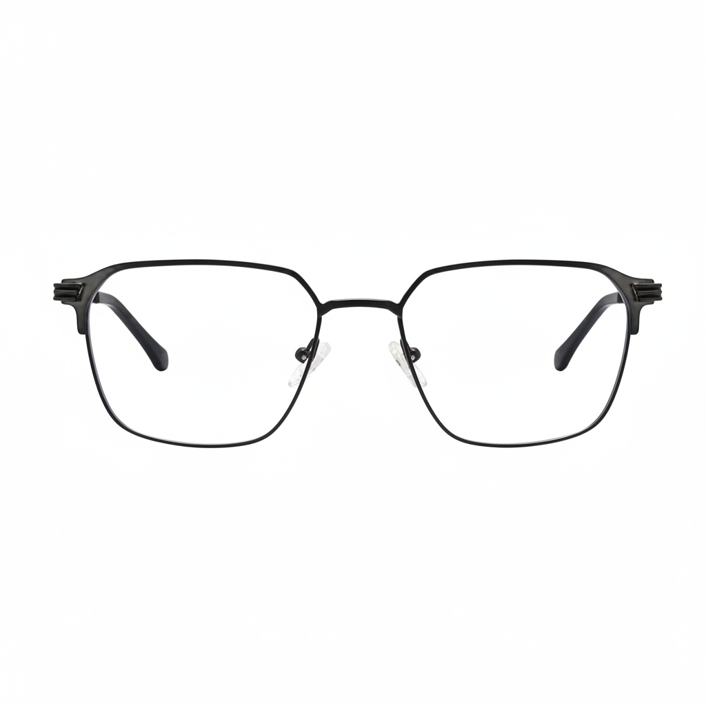 Men’s Black Rectangular Metal Eyeglasses Frame RH – 2536