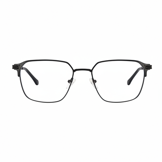 Men’s Black Rectangular Metal Eyeglasses Frame RH – 2536