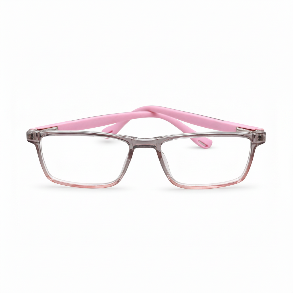 RH-6778 Kids Plastic Eyeglasses Frame - Transparent Pink Grey