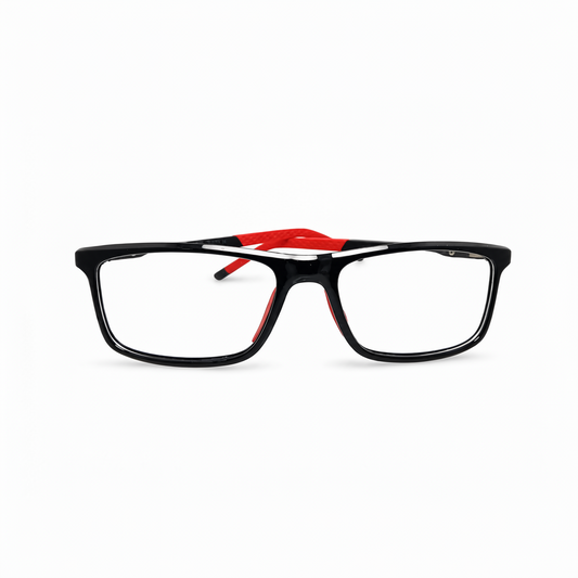 RH-8893 Black Red Rectangle Blue Light Optical Frame | REHMATULLAH OPTICAL HOUSE|