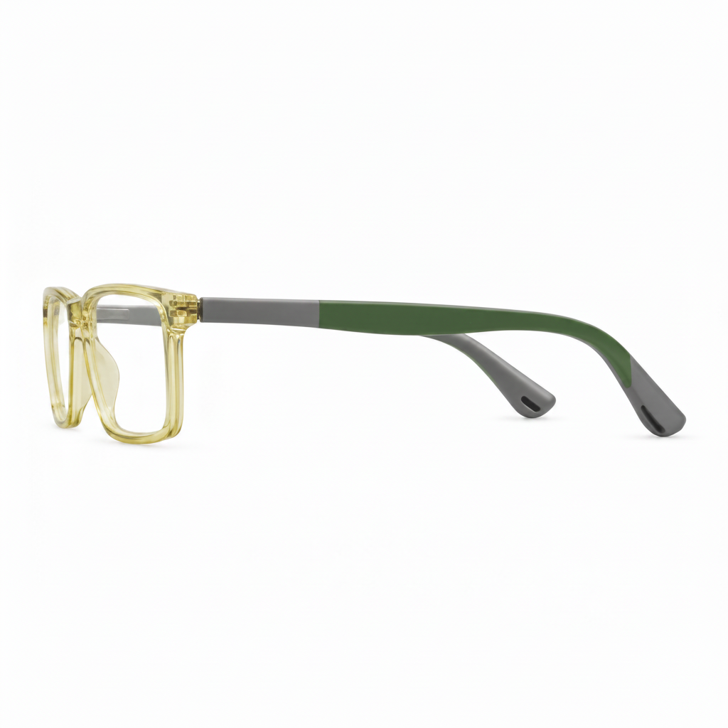 RH-9099 Transparent Yellow & Grey Rectangular Eyeglasses Frame