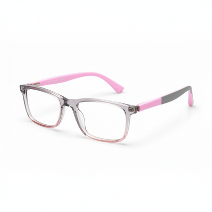 RH-6778 Kids Plastic Eyeglasses Frame - Transparent Pink Grey