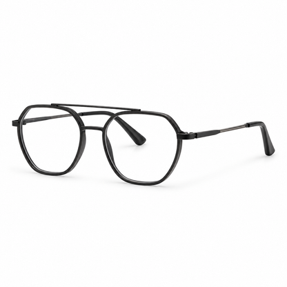 RH-0103 Black Geometric Aviator Eyeglasses Frame