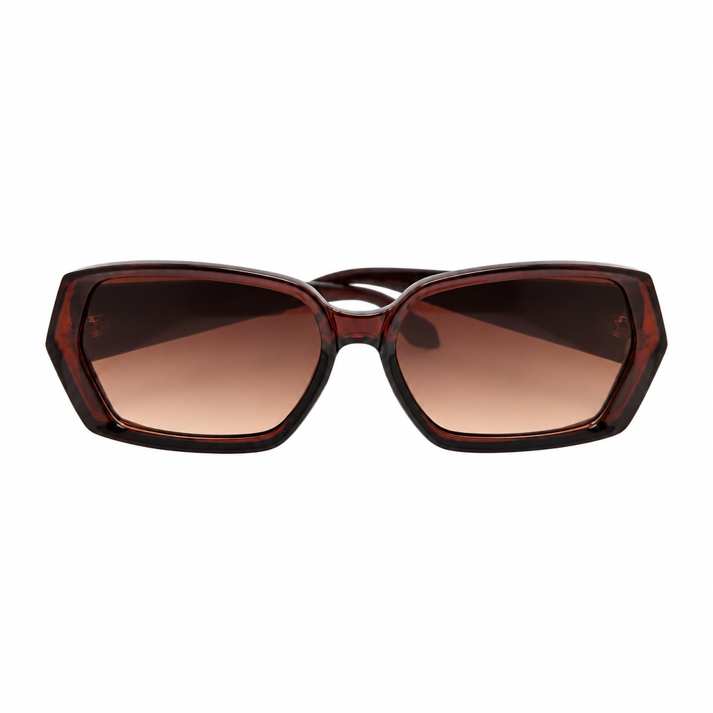 Brown Geometric Sunglasses with Gradient Lenses
