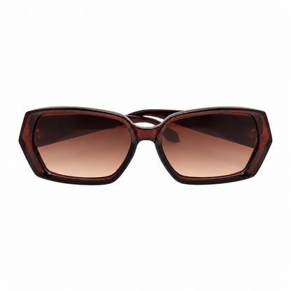 Brown Geometric Sunglasses with Gradient Lenses