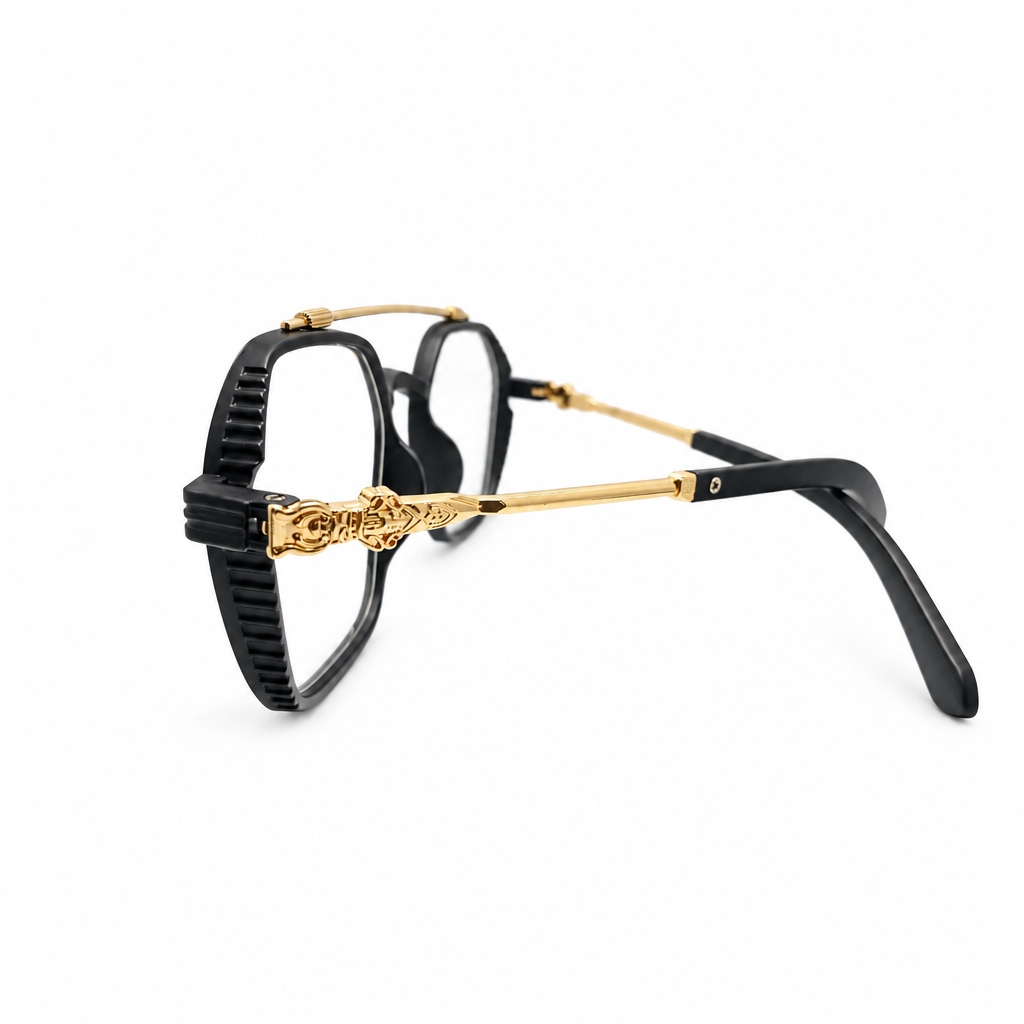Premium Black & Gold Double-Bridge Eyeglasses