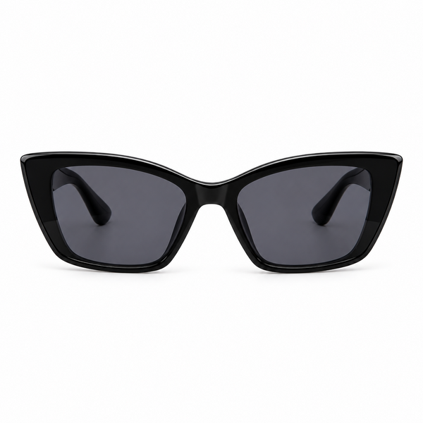 Black Cat-Eye Sunglasses with Dark Lenses