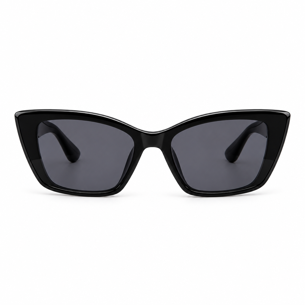 Black Cat-Eye Sunglasses with Dark Lenses
