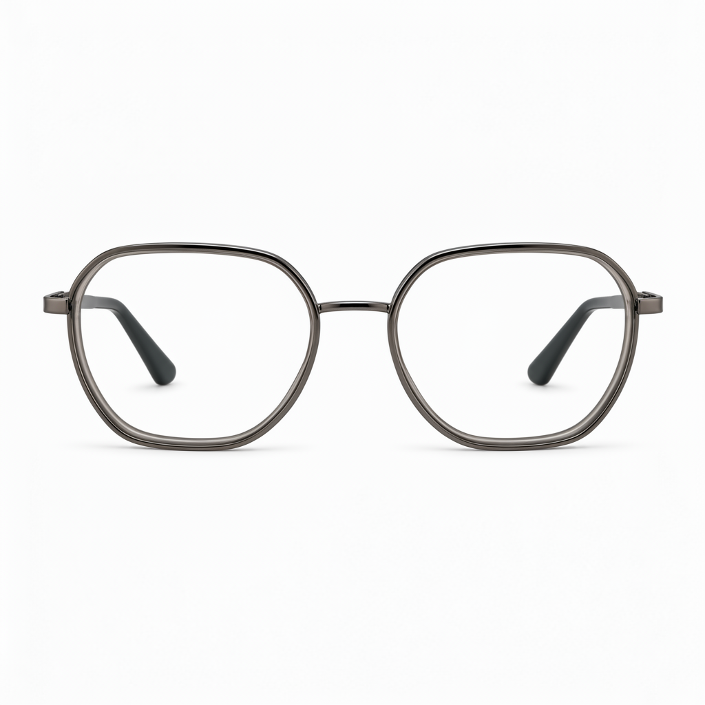 RH-930 Gunmetal Geometric Eyeglasses Frame