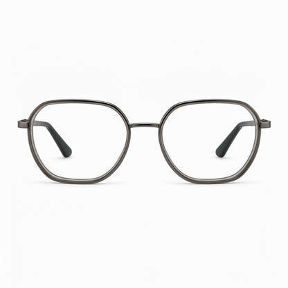 RH-930 Gunmetal Geometric Eyeglasses Frame