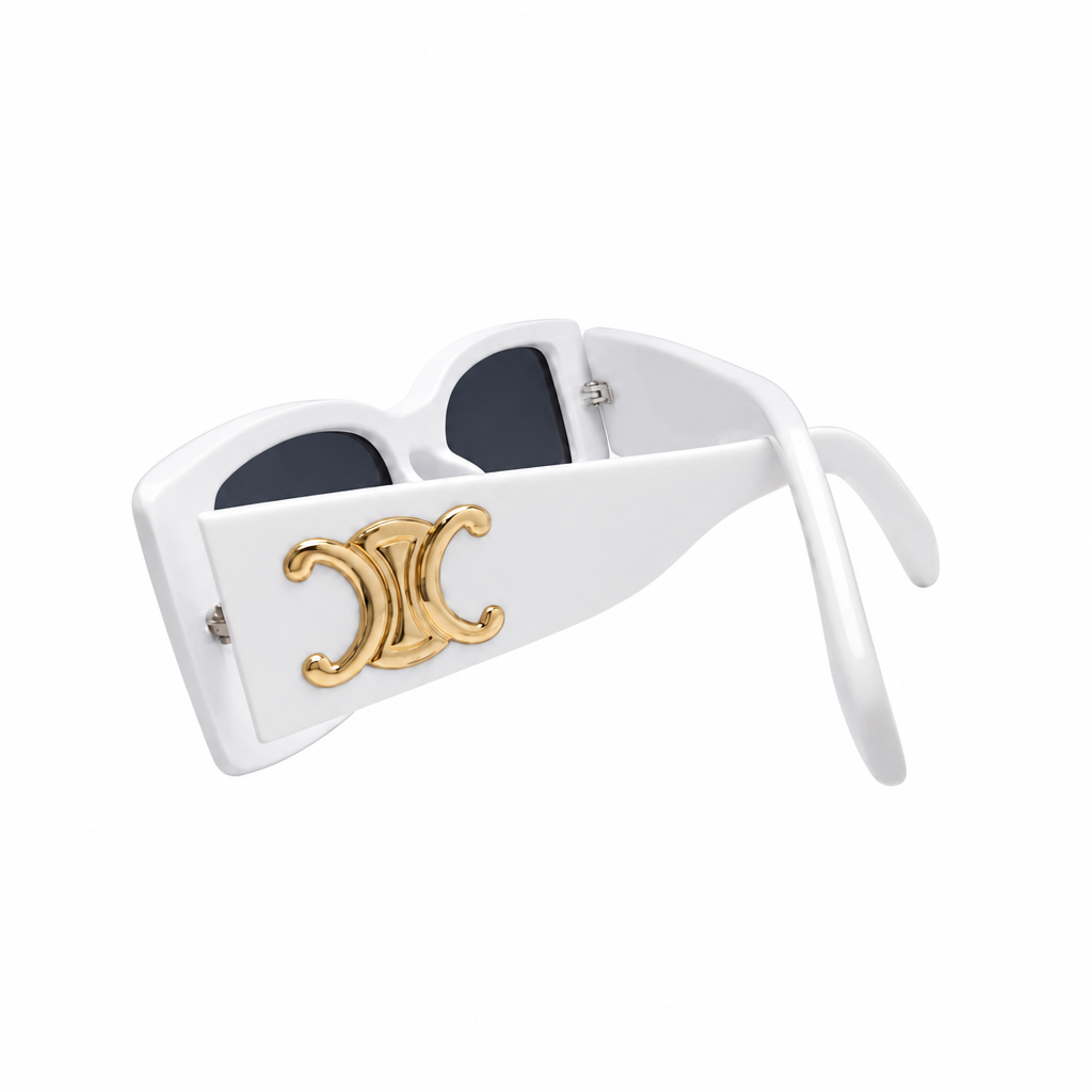 ROH White Cat-Eye Sunglasses with Dark Lenses