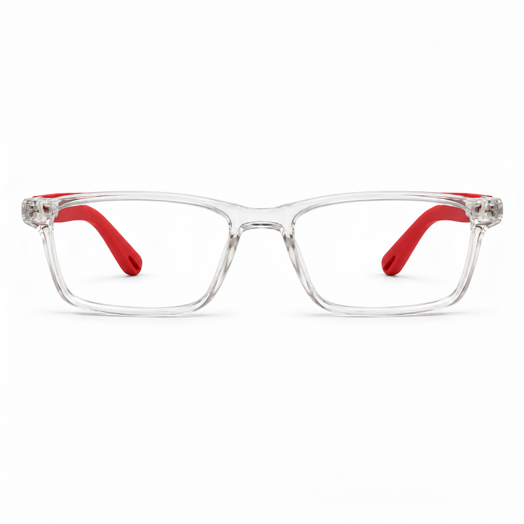 Kids Clear & Red Rectangular Eyeglasses Frame –  RH - 1001