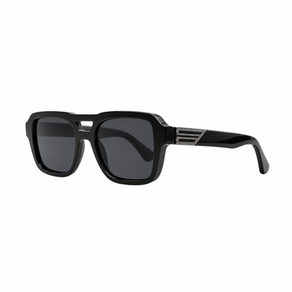 Black Rectangular Sunglasses with Dark Lenses