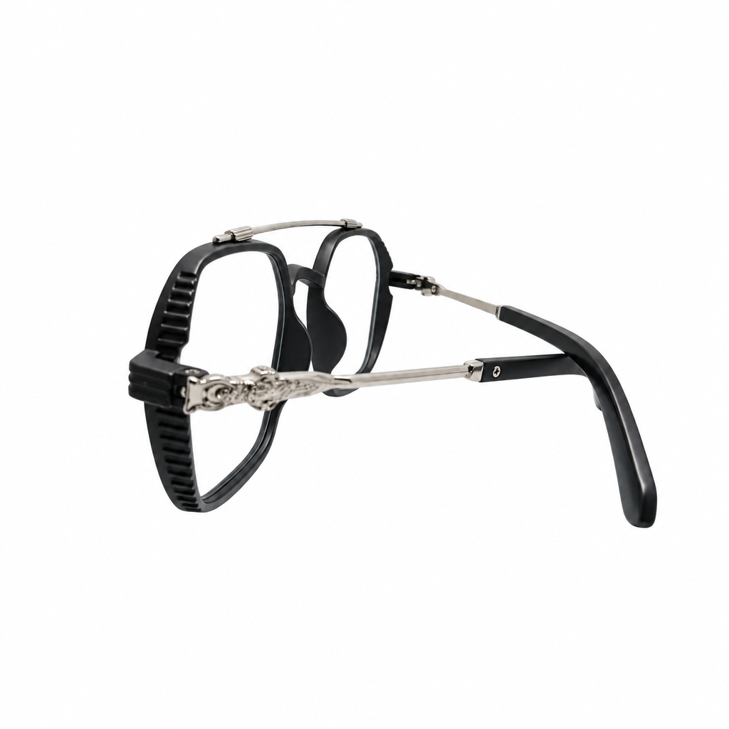 Premium Black Double-Bridge Square Eyeglasses