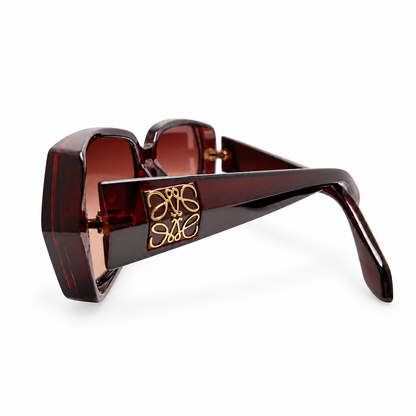 Brown Geometric Sunglasses with Gradient Lenses