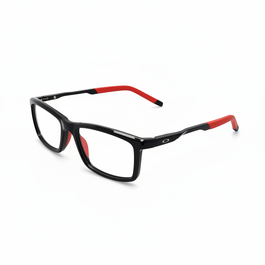 RH-8893 Black Red Rectangle Blue Light Optical Frame | REHMATULLAH OPTICAL HOUSE|